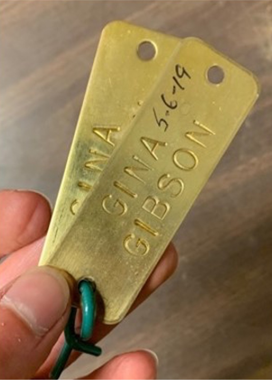 Military dog tag of Gina Gibson