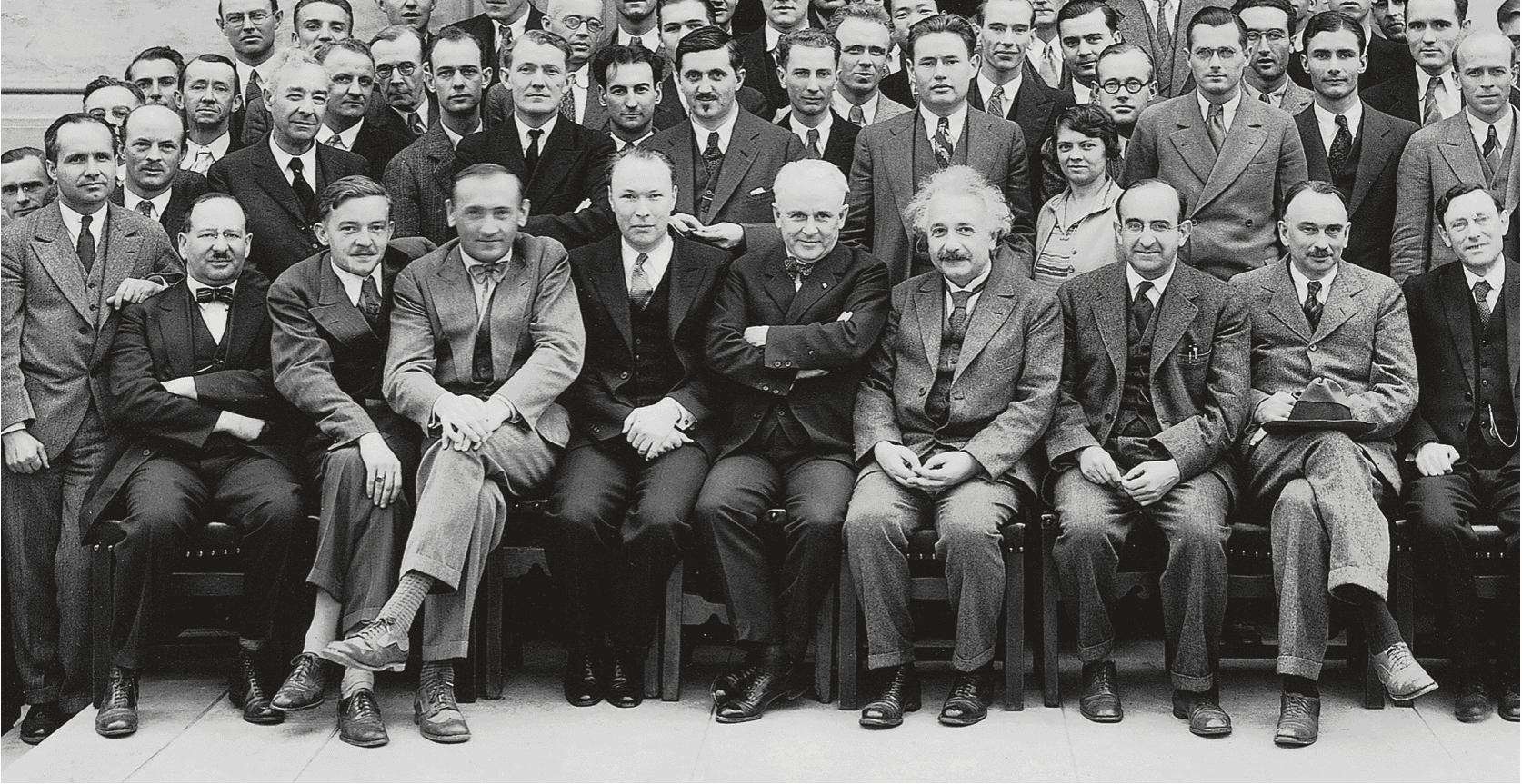 Picture of employees of California Institute of Technology in Pasadena, taken in 1931 or 1932.