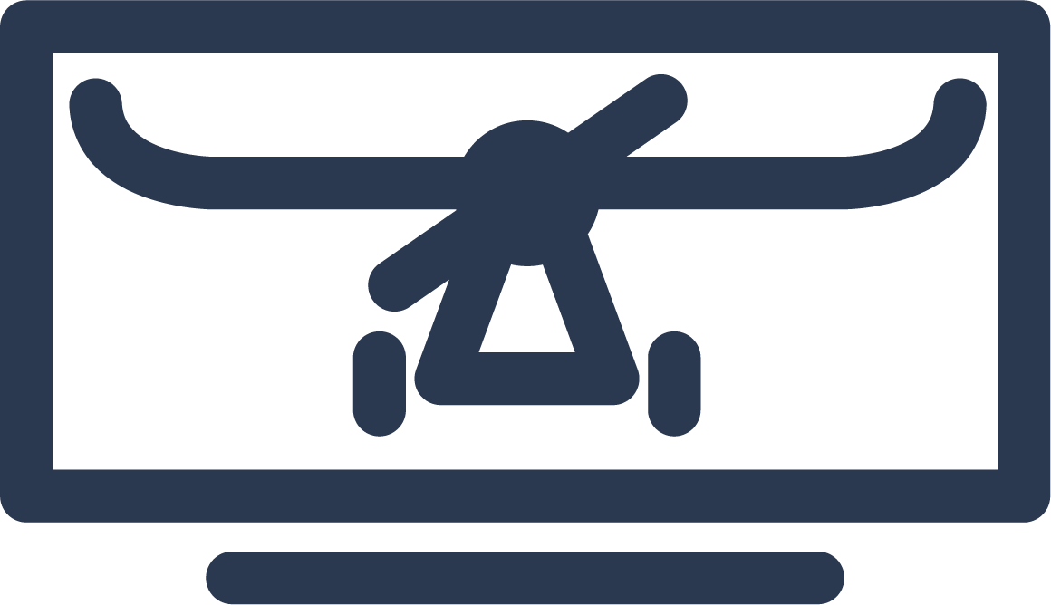 Icon of a sketch with a flying aircraft